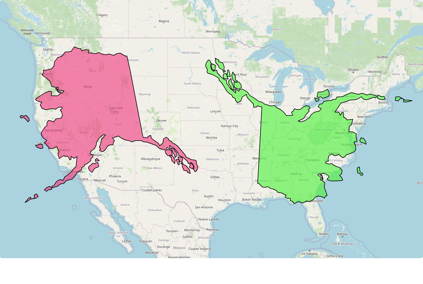 Alaska vs US Coasts map comparison