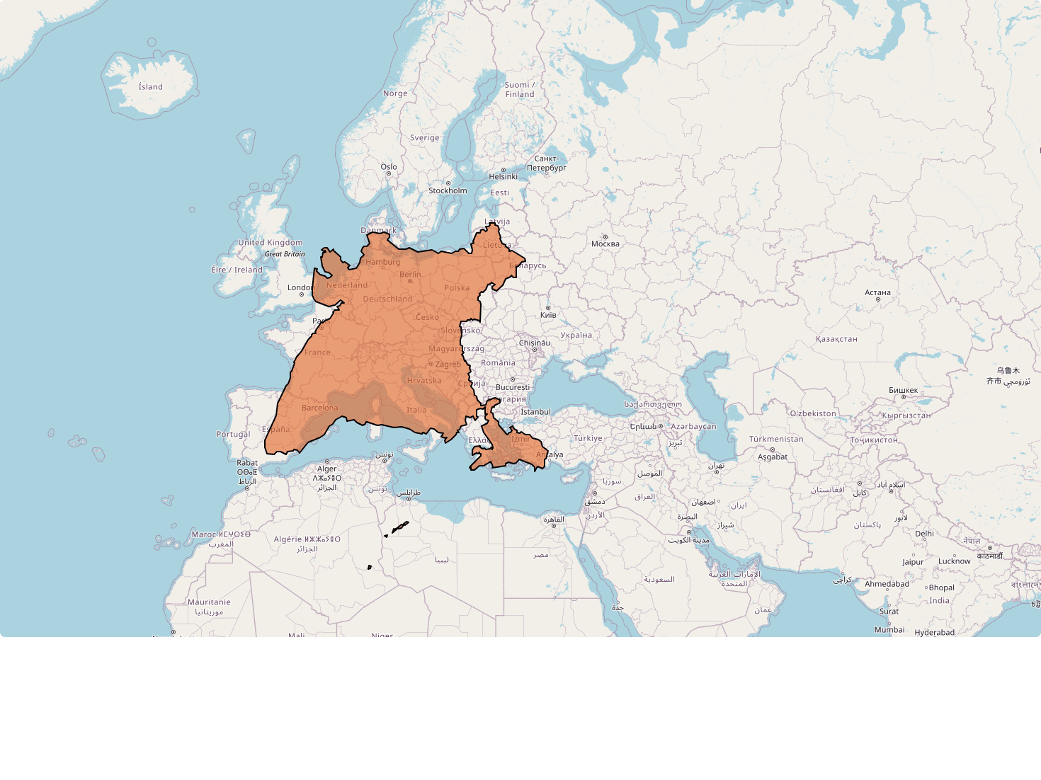 India vs Europe map comparison