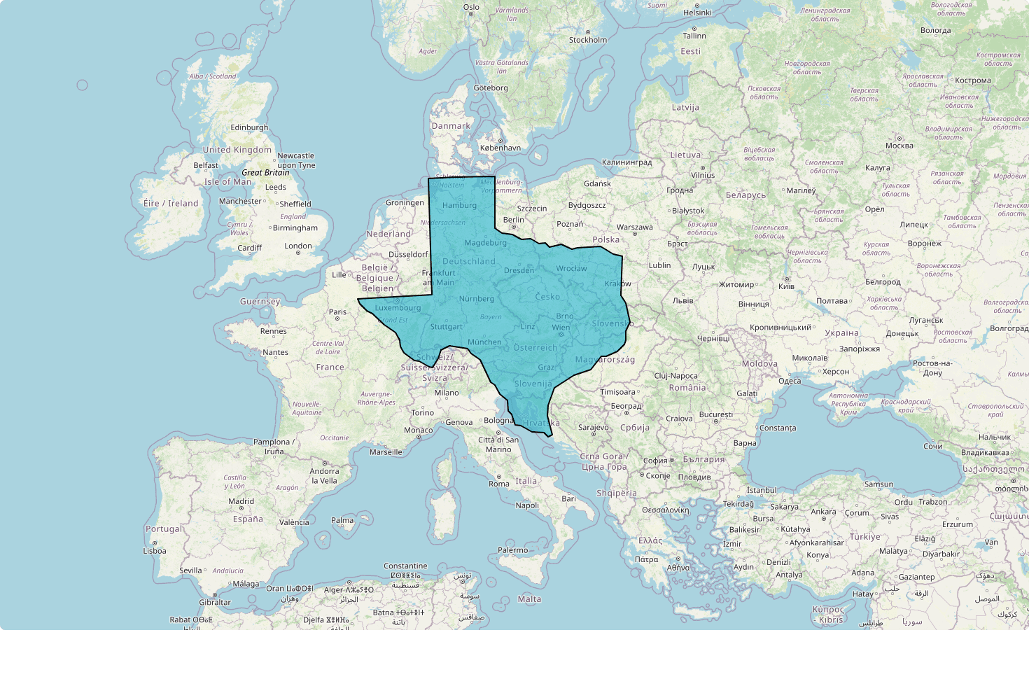 Texas vs Europe map comparison